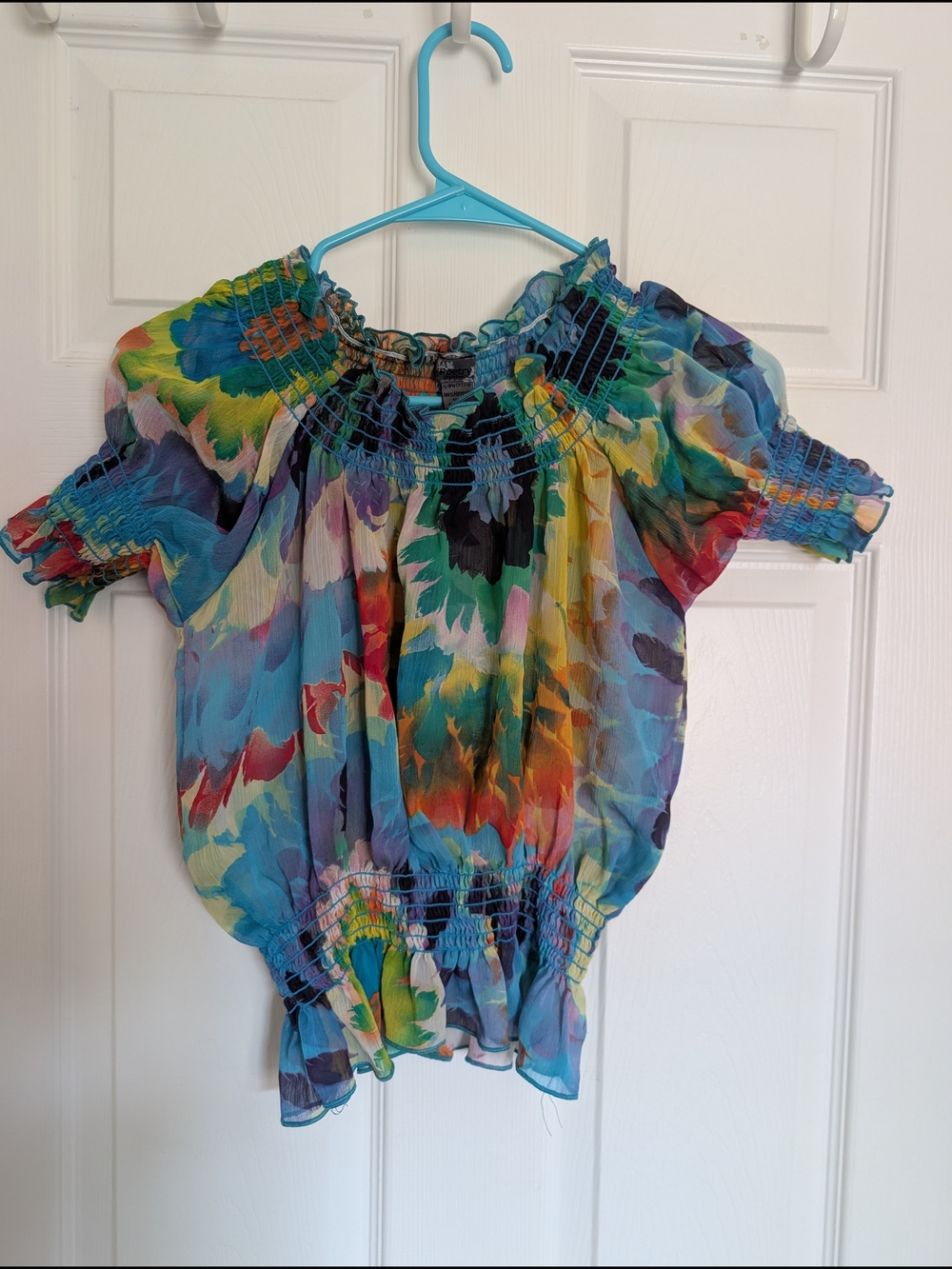 Poetry Multicolor Floral Smocked Off-Shoulder Blouse